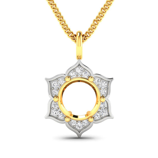 Colgante semimontado de oro amarillo de 14K con diamante blanco genuino de 0,14 quilates - para gema redonda de 8,00 mm