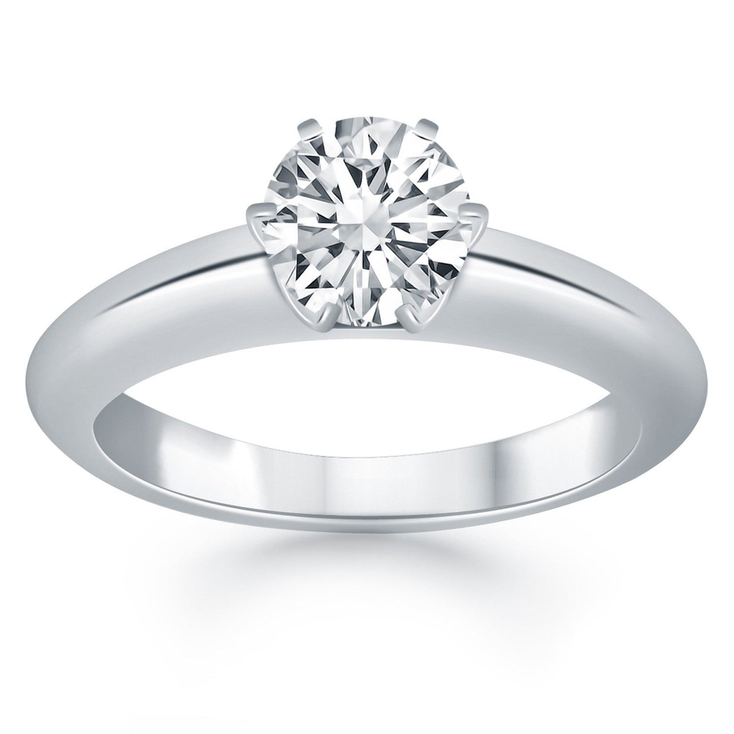 Anillo de compromiso de oro blanco de 14 quilates con solitario tipo catedral
