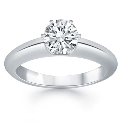 Anillo de compromiso de oro blanco de 14 quilates con solitario tipo catedral