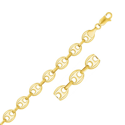 Pulsera de eslabones marineros hinchados de oro amarillo de 14k y 11,0 mm