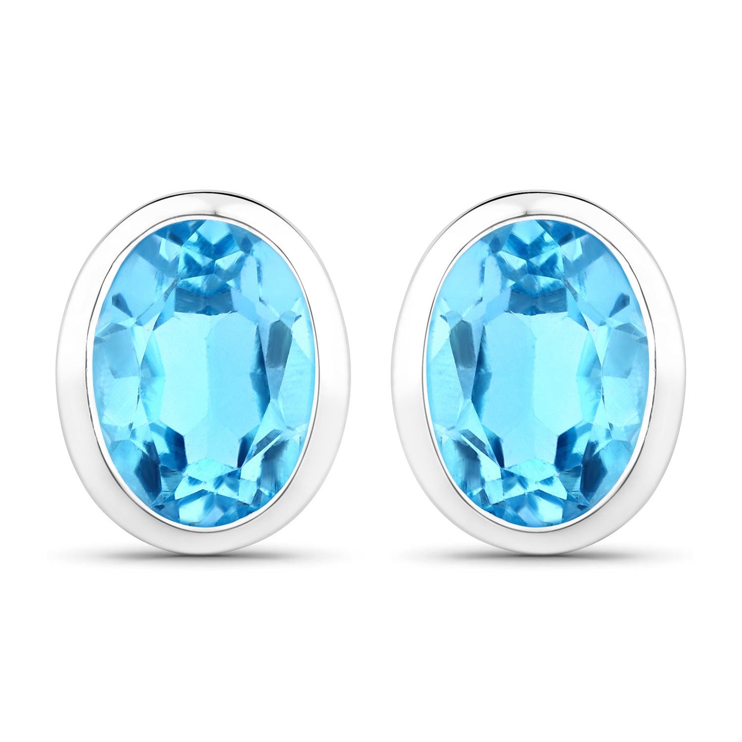 Pendientes de plata de ley .925 con topacio azul suizo auténtico de 4,00 quilates