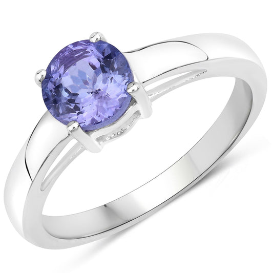 Anillo de plata de ley .925 con tanzanita genuina de 0.95 quilates