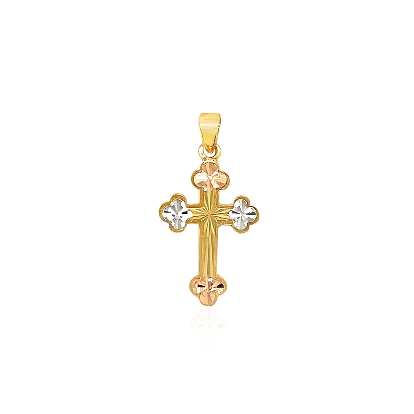 Colgante de oro tricolor de 14k con cruz