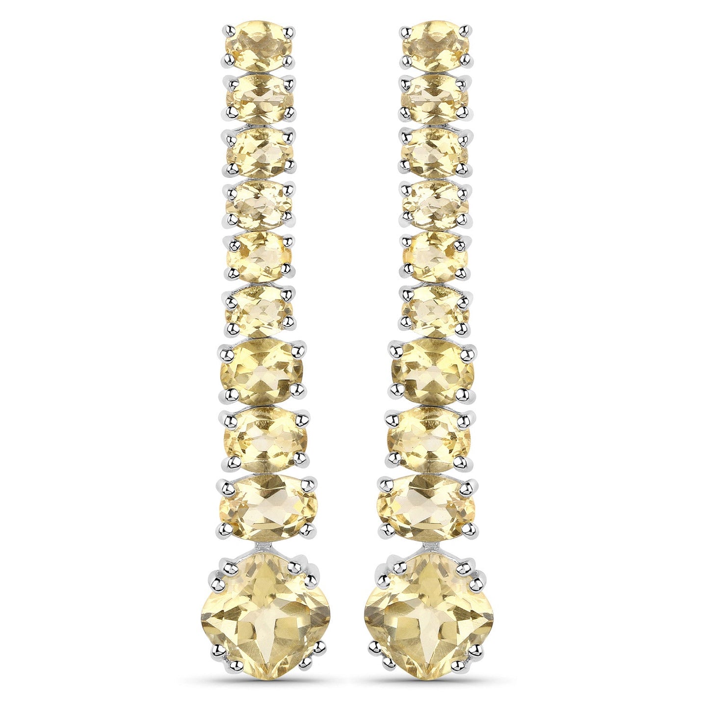 Pendientes de plata de ley .925 con citrino auténtico de 7,22 quilates bañados en oro blanco de 18K