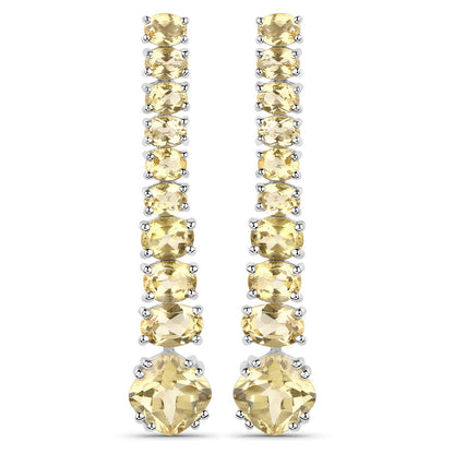 Pendientes de plata de ley .925 con citrino auténtico de 7,22 quilates bañados en oro blanco de 18K