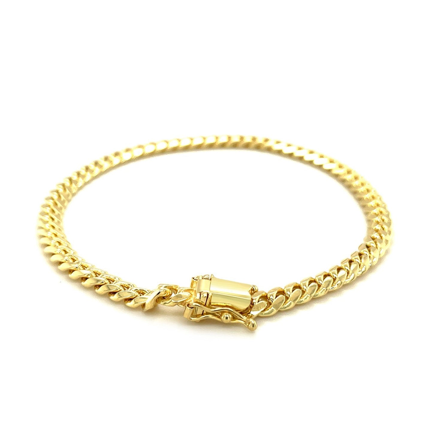 Pulsera sólida cubana Miami Clásica de 5.0mm de Oro Amarillo de 14k