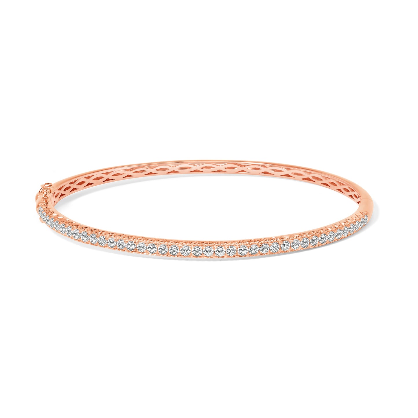 Pulsera de oro rosa de 14K con diamantes (1,00 Cttw, color G-H, claridad SI2-I1) de media eternidad - 7 pulgadas