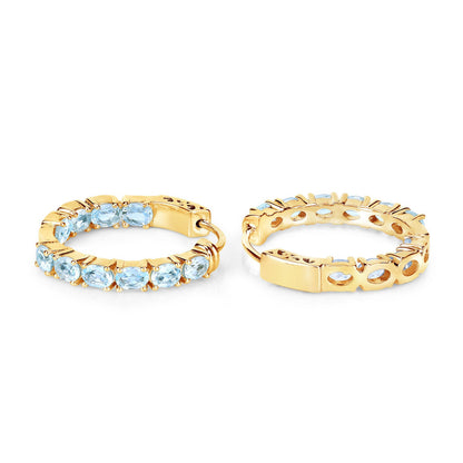Pendientes de plata de ley .925 con topacio azul genuino de 3.80 quilates
