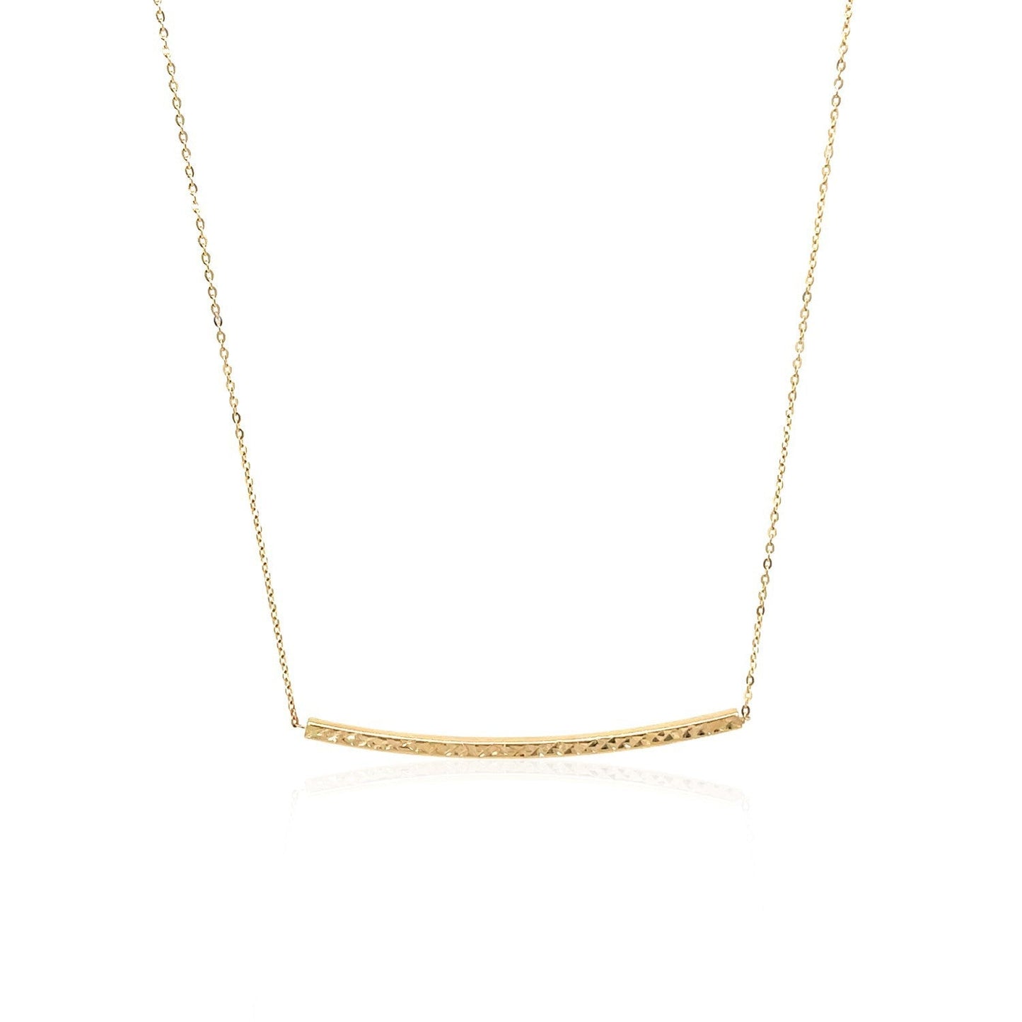 Collar de barra delgada texturizada de oro amarillo de 14k