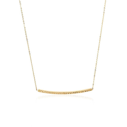 Collar de barra delgada texturizada de oro amarillo de 14k