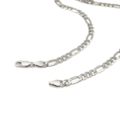Cadena de plata esterlina estilo Figaro de 5.5 mm con baño de rodio