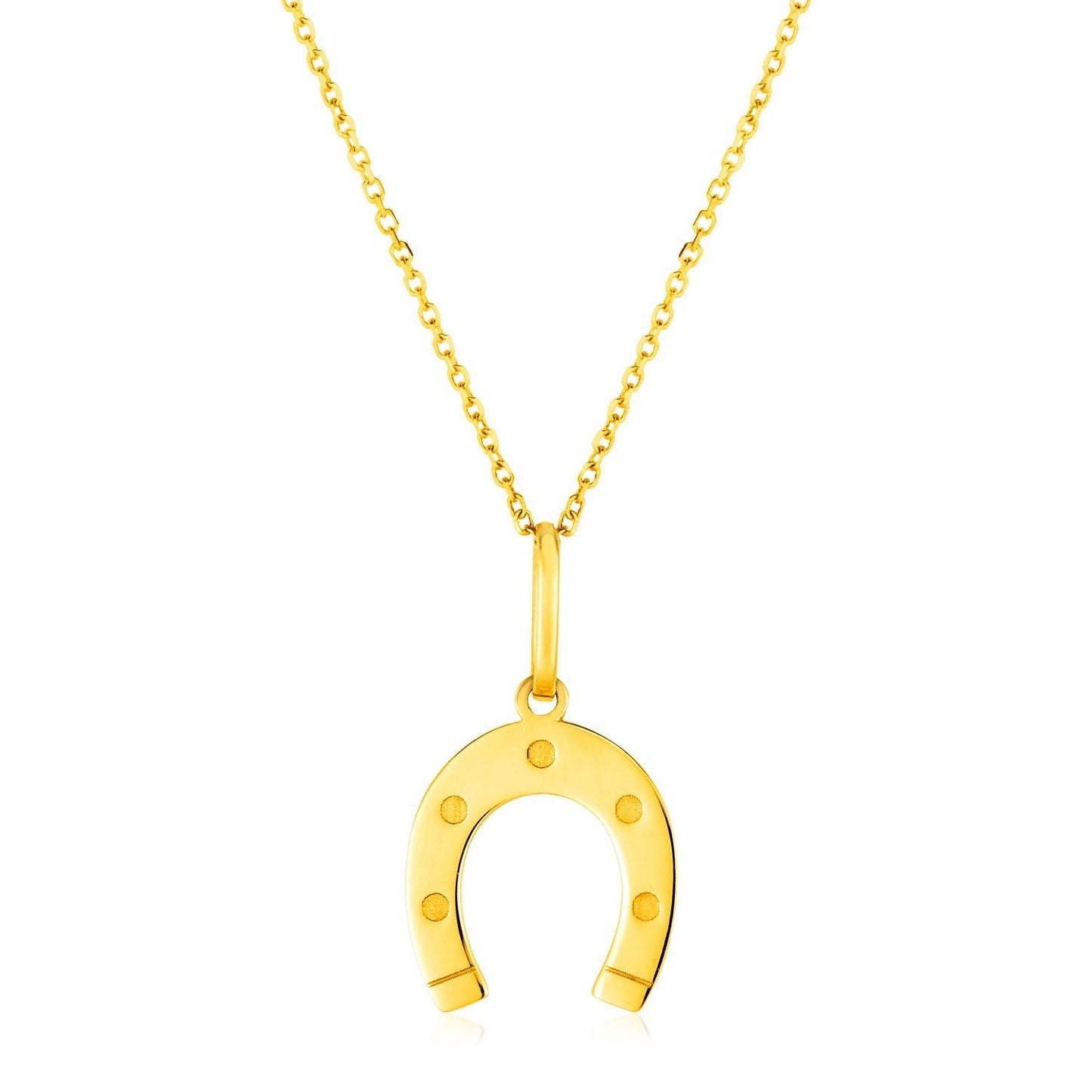 Collar de oro amarillo de 14 quilates con herradura