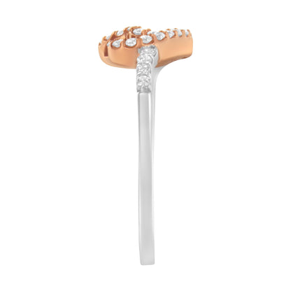 Anillo de cóctel de oro de dos tonos de 10K con corazón de diamante (1/5 Cttw, color H-I, claridad I1-I2) - Talla 6-1/2