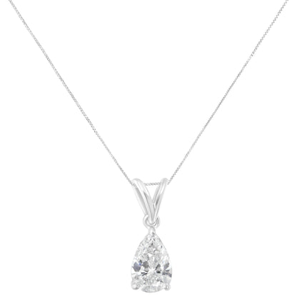 Collar con colgante de pera de diamante (I-J, I1) de 10K en oro blanco de 1/2 quilate con certificación IGI