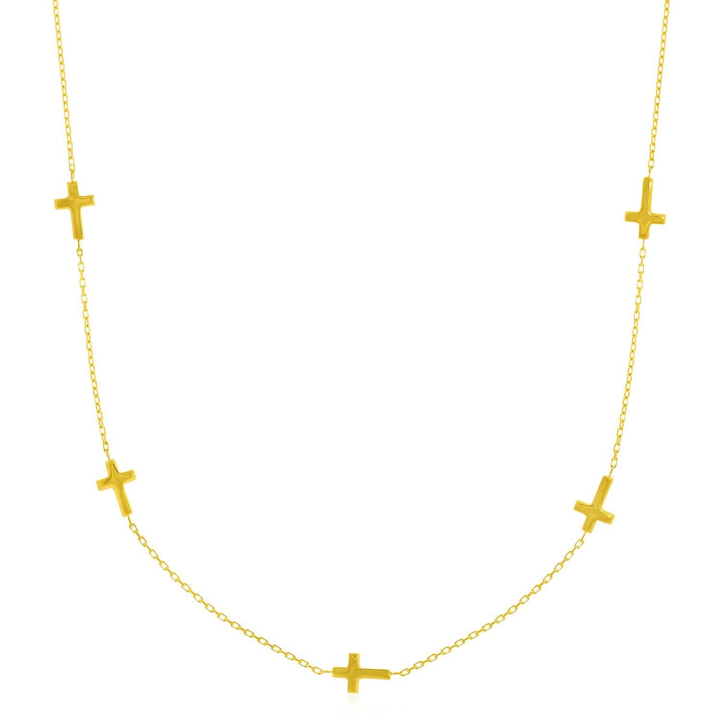 Gargantilla de oro amarillo de 14k con eslabones de cruz