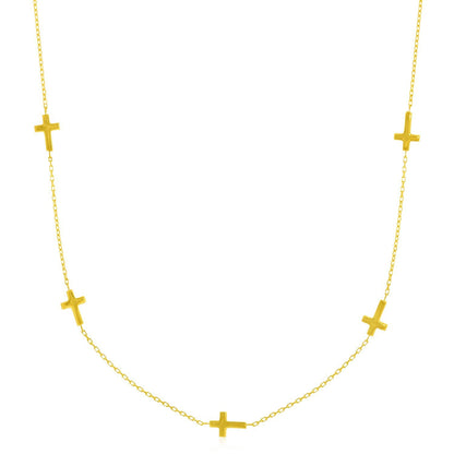 Gargantilla de oro amarillo de 14k con eslabones de cruz