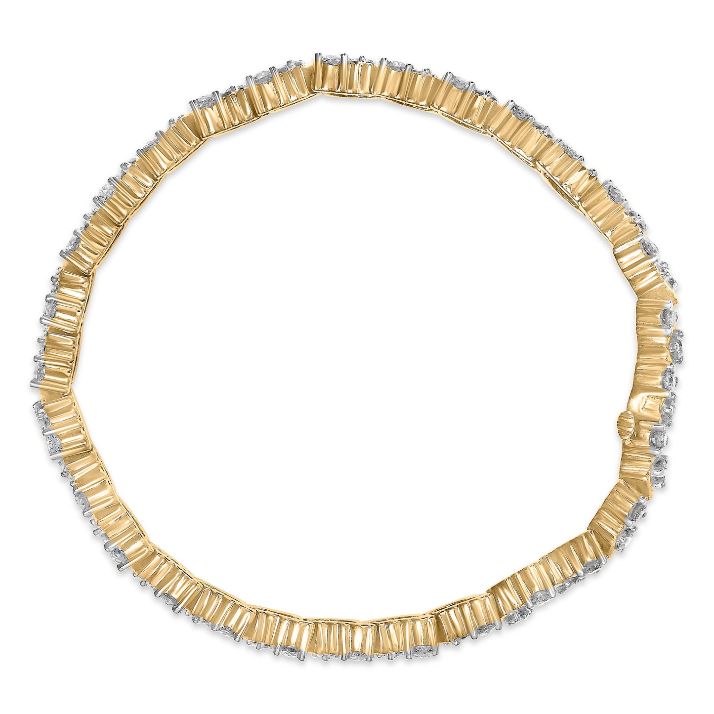 Pulsera de tenis de eslabones triangulares con diamantes de 4.00 quilates de oro amarillo de 14 quilates (color H-I, claridad I1-I2) - 7 pulgadas