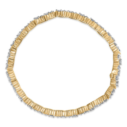 Pulsera de tenis de eslabones triangulares con diamantes de 4.00 quilates de oro amarillo de 14 quilates (color H-I, claridad I1-I2) - 7 pulgadas