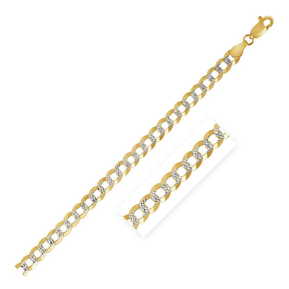 Cadena barbada Pave de oro de dos tonos de 14k y 3.2 mm