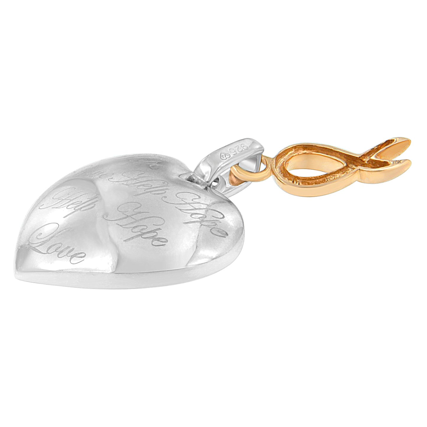 Collar con colgante de corazón de plata chapado en oro amarillo de 10K