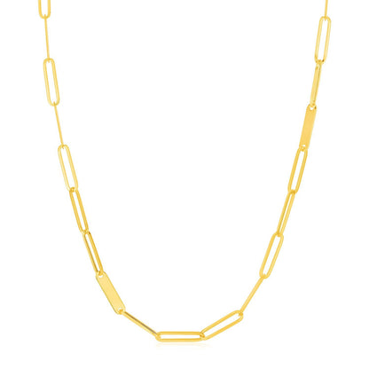Cadena de eslabones tipo Paperclip alternados con barras de oro en oro amarillo de 14k