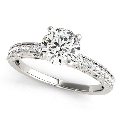 Anillo de compromiso de diamante de estilo antiguo de oro blanco de 14k (1 1/8 cttw)