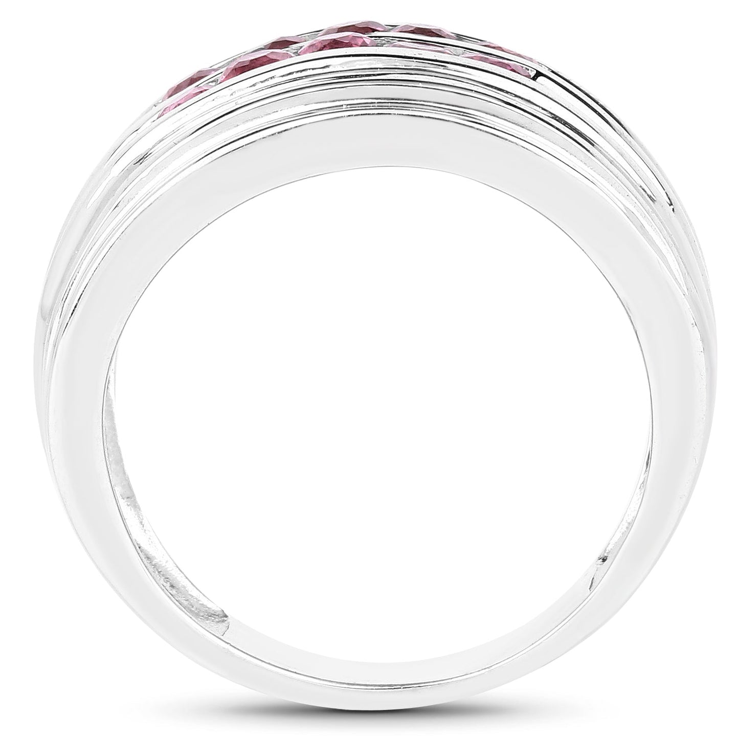 Anillo de Plata Fina .925 con Turmalina Rosa Genuina de 1.00 Quilate