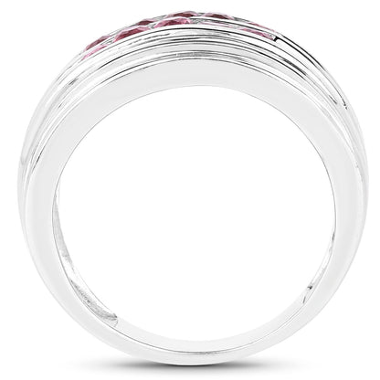 Anillo de Plata Fina .925 con Turmalina Rosa Genuina de 1.00 Quilate