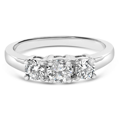 Anillo de oro blanco de 14K con 3 diamantes creados en laboratorio de 3/4 Cttw (color F-G, claridad VS2-SI1) - Talla 7