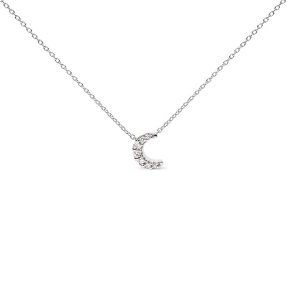 Collar con colgante de luna creciente de oro blanco de 10K con acentos de diamantes de 18 pulgadas (color H-I, claridad I1-I2)