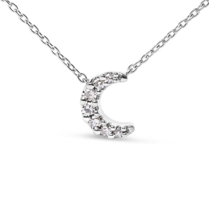 Collar con colgante de luna creciente de oro blanco de 10K con acentos de diamantes de 18 pulgadas (color H-I, claridad I1-I2)