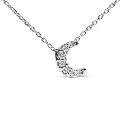 Collar con colgante de luna creciente de oro blanco de 10K con acentos de diamantes de 18 pulgadas (color H-I, claridad I1-I2)