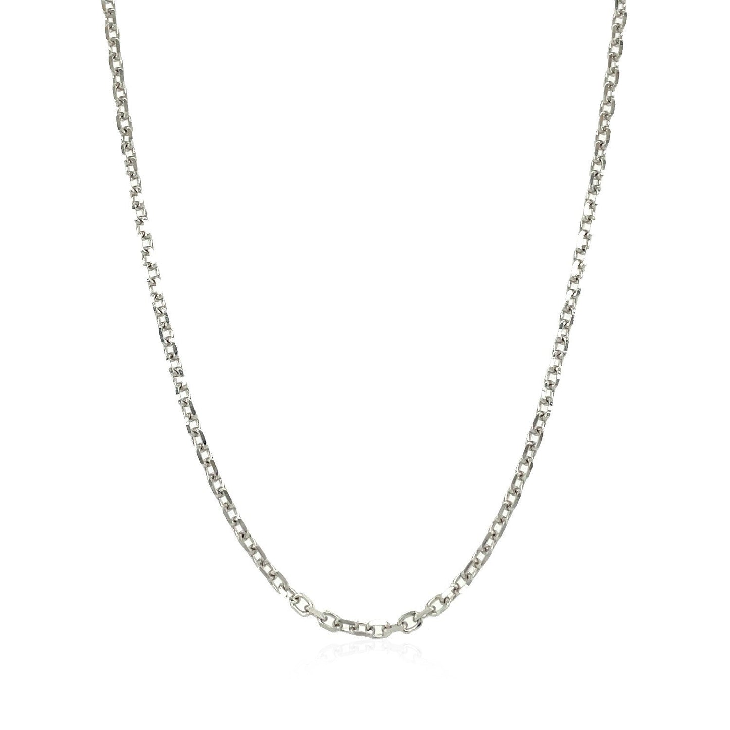 Cadena de eslabones tipo cable de 14k en oro blanco con corte de diamante de 1.8mm