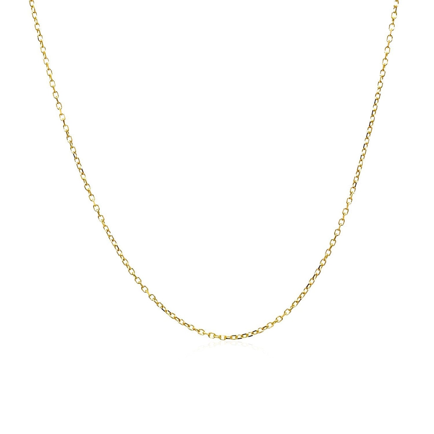 Cadena de eslabones tipo cable con corte de diamante de oro amarillo de 14k y 0.8mm
