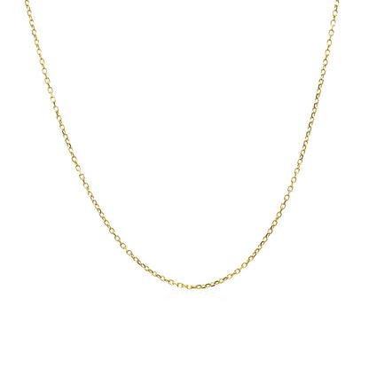 Cadena de eslabones tipo cable con corte de diamante de oro amarillo de 14k y 0.8mm