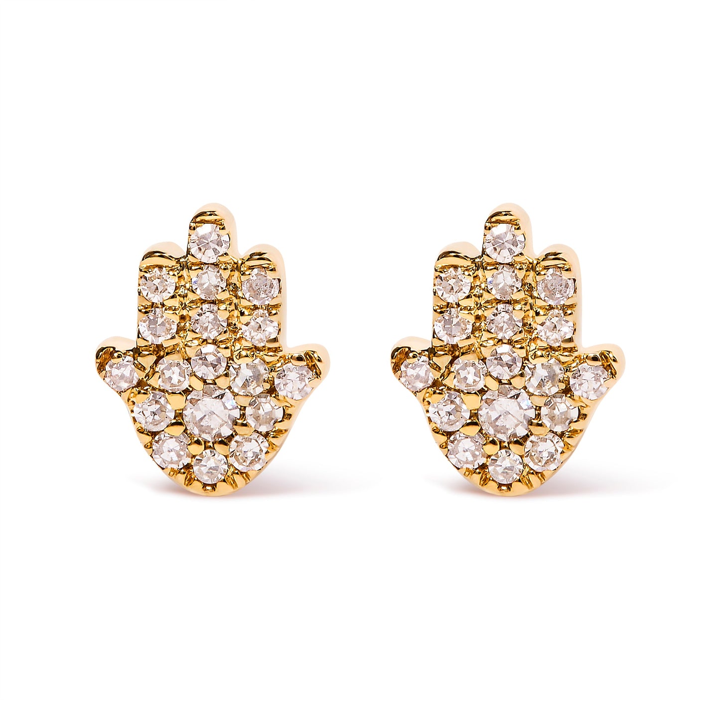 Pendientes de botón Jamsa con acento de diamante en oro amarillo de 10 K (color H-I, claridad I1-I2)