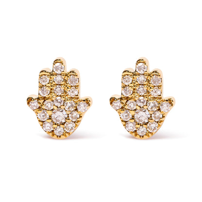 Pendientes de botón Jamsa con acento de diamante en oro amarillo de 10 K (color H-I, claridad I1-I2)