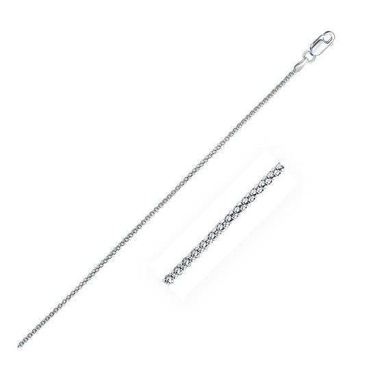 Cadena estilo palomitas de maíz de plata de ley de 1,8 mm chapada en rodio