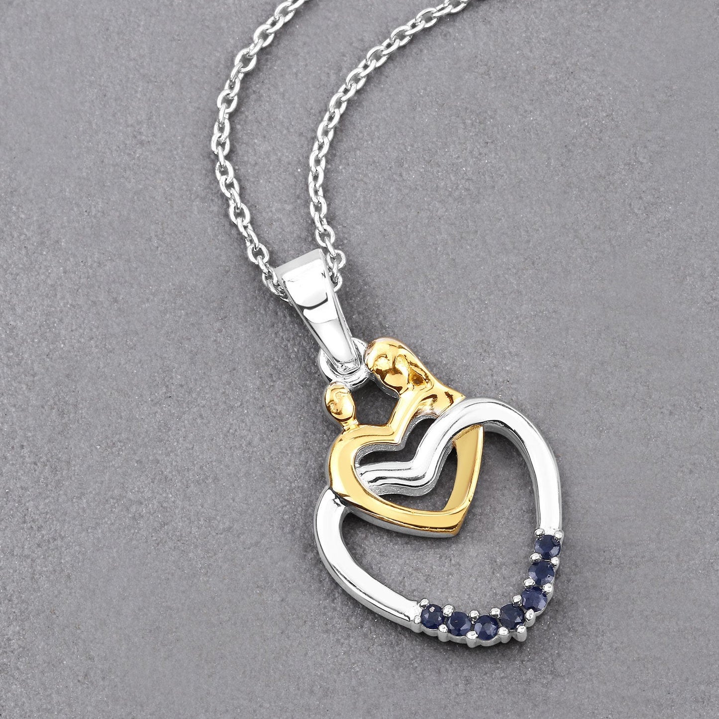 Colgante de plata esterlina .925 con zafiro azul genuino de 0,14 quilates