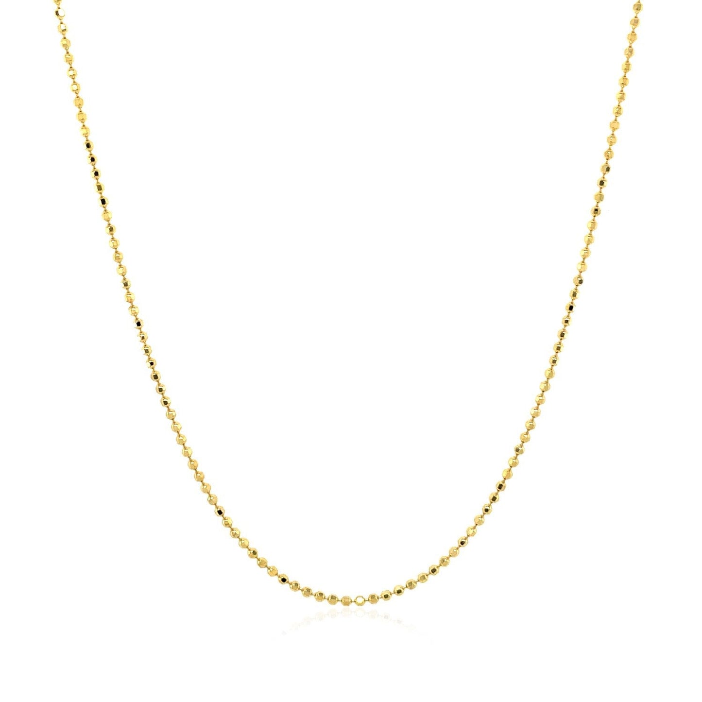 Cadena de oro amarillo de 14k con cuentas facetadas, 1.0mm