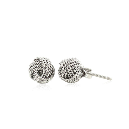 Pendientes de Plata de Ley con Nudo de Amor Texturizado