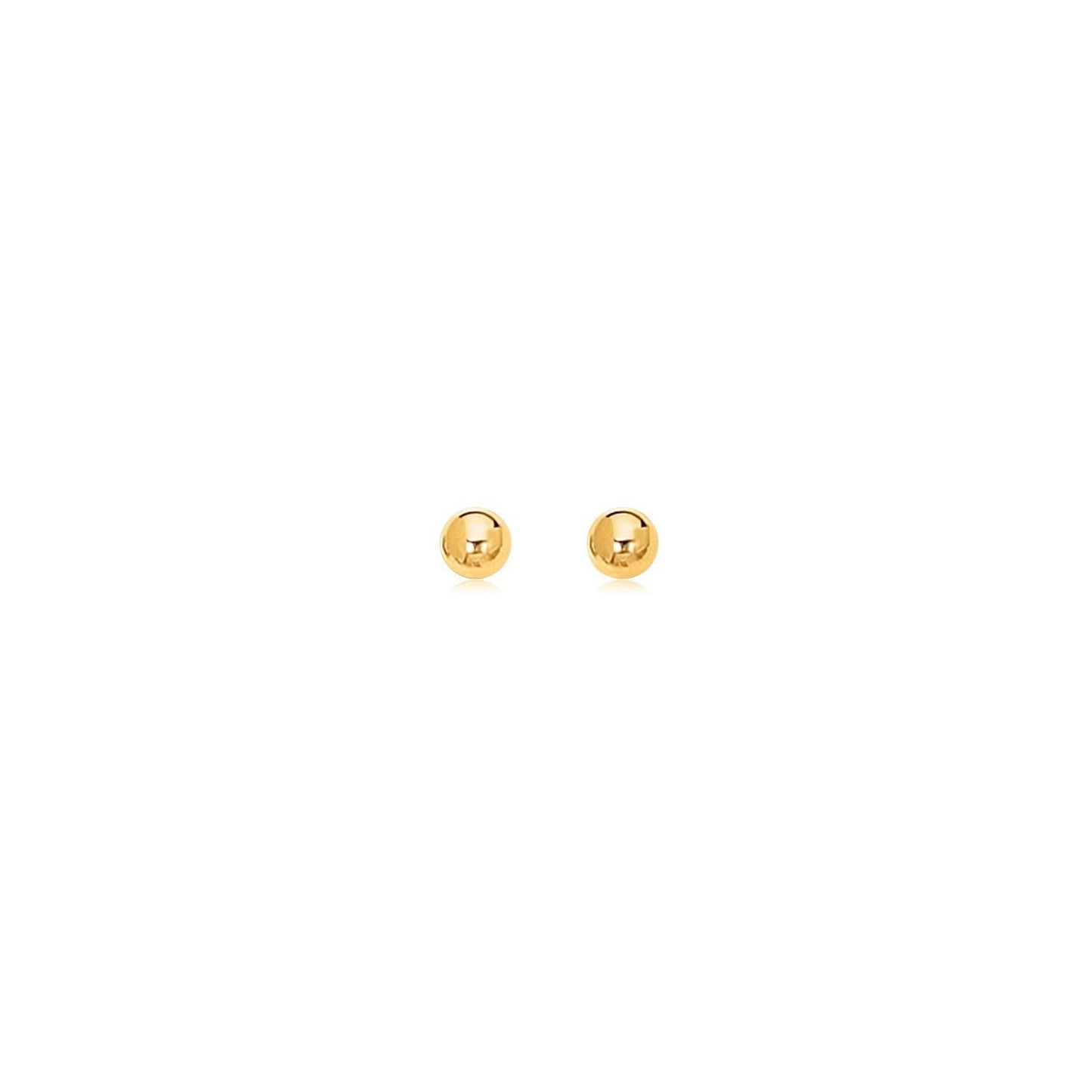 Pendientes de botón redondos pulidos de oro amarillo de 14k