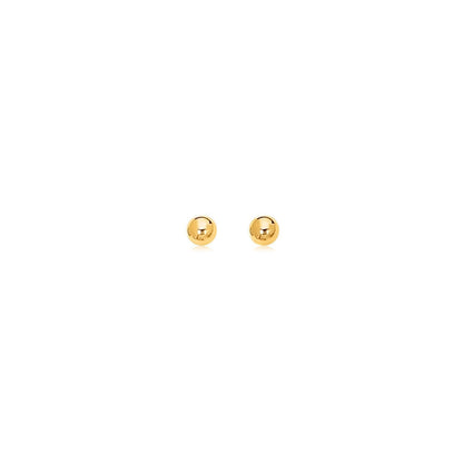 Pendientes de botón redondos pulidos de oro amarillo de 14k
