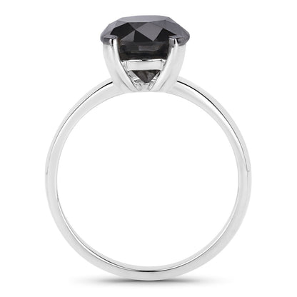 Anillo de oro blanco de 14K con diamante negro auténtico de 3.00 quilates