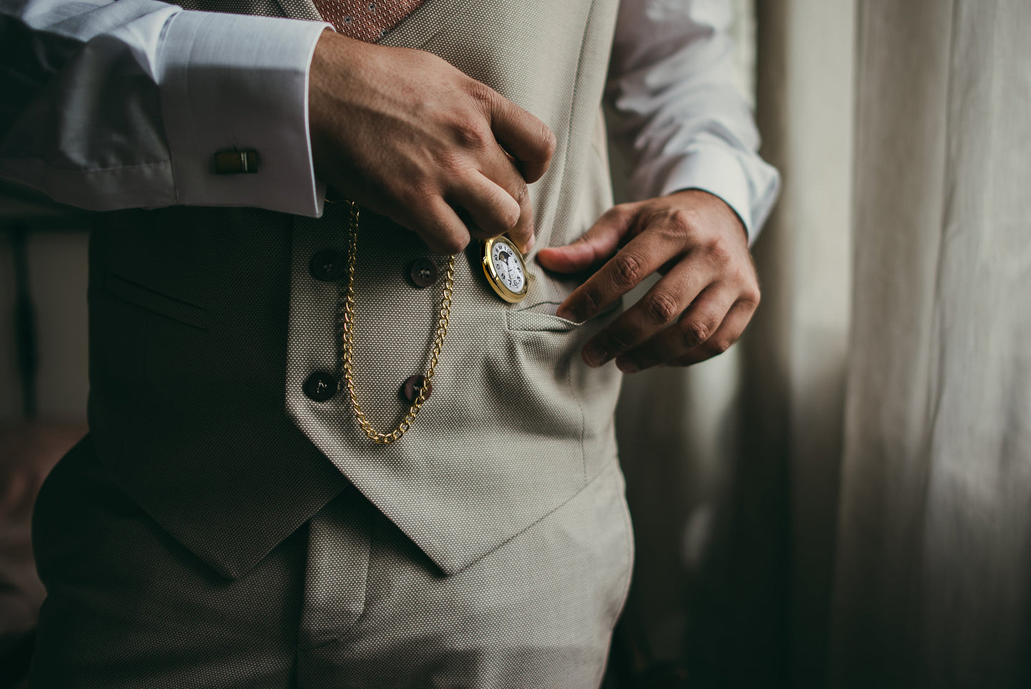 Peugeot Men's 14Kt Gold Plated Vintage Pocket Watch with Chain