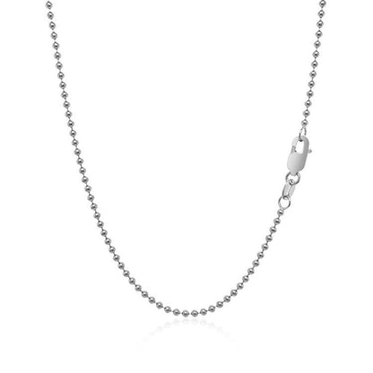 Cadena de cuentas de oro blanco de 14k de 1,5 mm