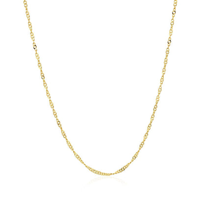 Cadena Ajustable de Oro Amarillo de 14k Estilo Singapur (1.40 mm)