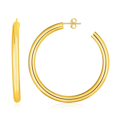 Pendientes de aro pulidos de oro amarillo de 14k