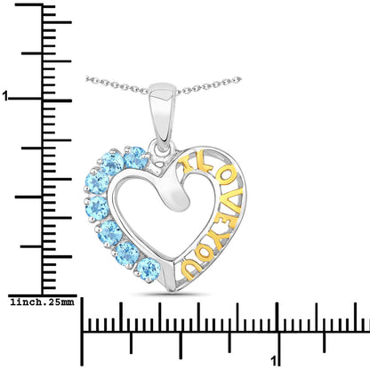 Colgante de Topacio Azul Suizo Genuino de 0,84 Quilates de Plata Esterlina .925