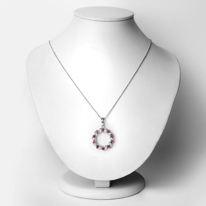 Colgante de plata de ley .925 con turmalina rosa auténtica de 1,30 quilates y topacio blanco